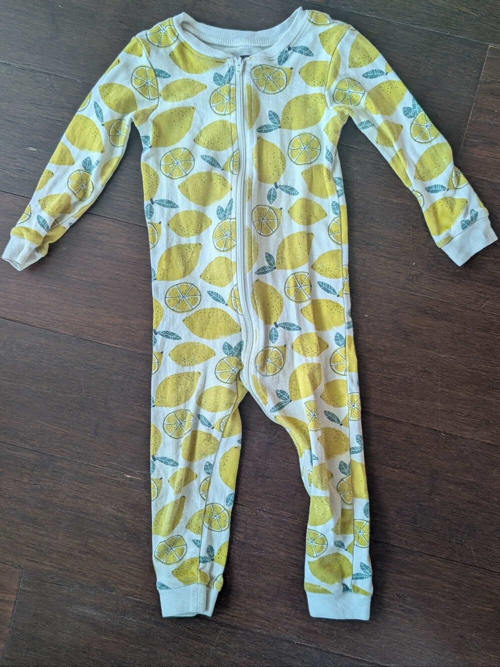 TEA Collection Lemon Print One-Piece Zipper Pajama - Yellow